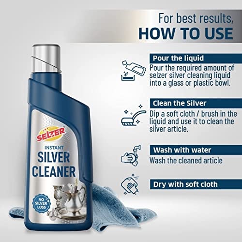 Selzer Instant Silver Cleaning Liquid, Silver Dip Instant Silver Cleaner For Jewellery, Articles And Silverware - No Silver Loss, 250ml (Pack of 1) - Image 5