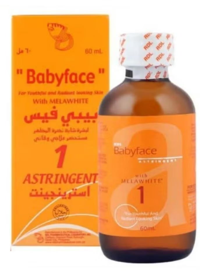Babyface No1 Asringent For Youthful and Radiant Looking Skin Anti Acne Depigmenting Agent 60 ml