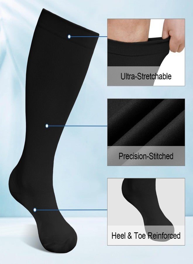 AMITOFO Plus Size Compression Socks Wide Calf for Women Men, 20-30mmHg Medical Grade Support for Circulation, Edema, Varicose Veinss Suitable for Nursing, Travel, Running(1Pair,XL-7XL) - Image 2
