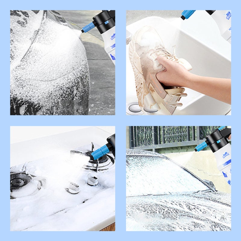 Electric Foam Sprayer 1.5L White - Rechargeable Cordless Car Wash Sprayer for Home Garden Car Cleaning - Image 2