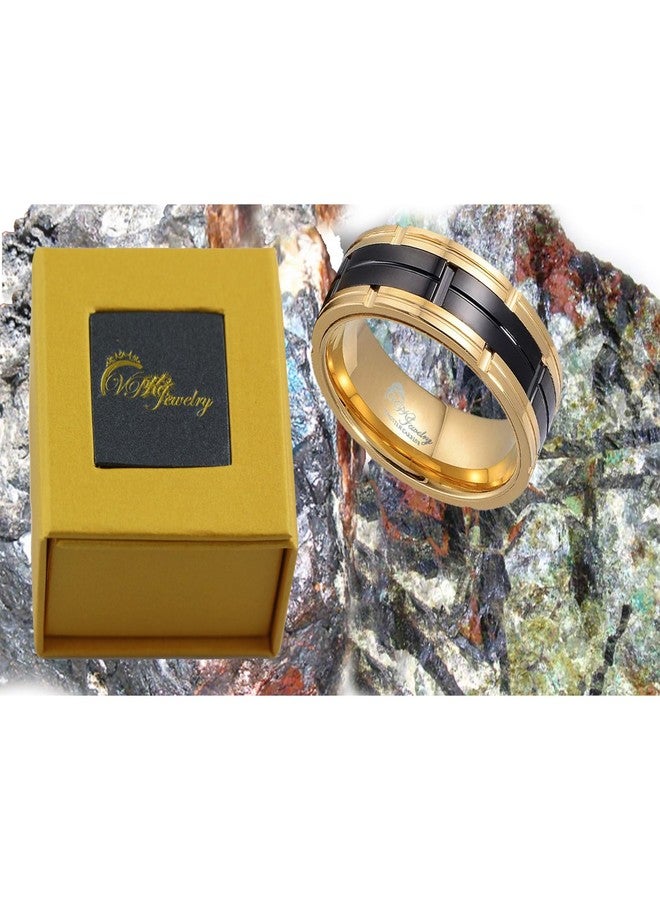 VPKJewelry New Tungsten Ring Men Women Wedding Band Engagement Comfort Fit 14k Gold Yellow Black 10 or 8 mm sz 6-15 (8 mm, 9) - Image 2