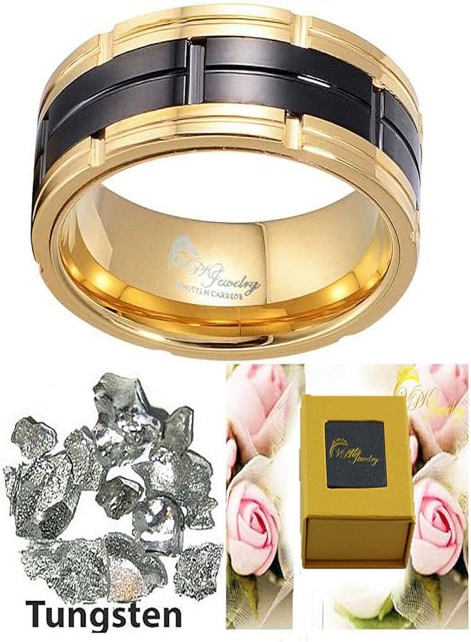 VPKJewelry New Tungsten Ring Men Women Wedding Band Engagement Comfort Fit 14k Gold Yellow Black 10 or 8 mm sz 6-15 (8 mm, 9) - Image 4