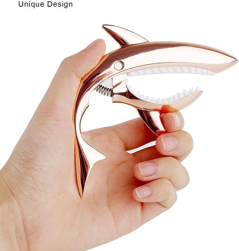 Imelod Zinc Alloy Guitar Capo Shark Capo for Acoustic and Electric Guitar with Good Hand Feeling, No Fret Buzz and Durable(Rose Gold) - Image 2