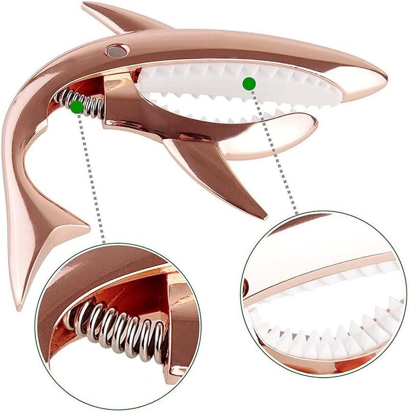 Imelod Zinc Alloy Guitar Capo Shark Capo for Acoustic and Electric Guitar with Good Hand Feeling, No Fret Buzz and Durable(Rose Gold) - Image 5