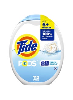 PODS Free and Gentle Laundry Detergent Soap Pacs, 112 Count, Unscented Hypoallergenic Laundry Detergent for Sensitive Skin