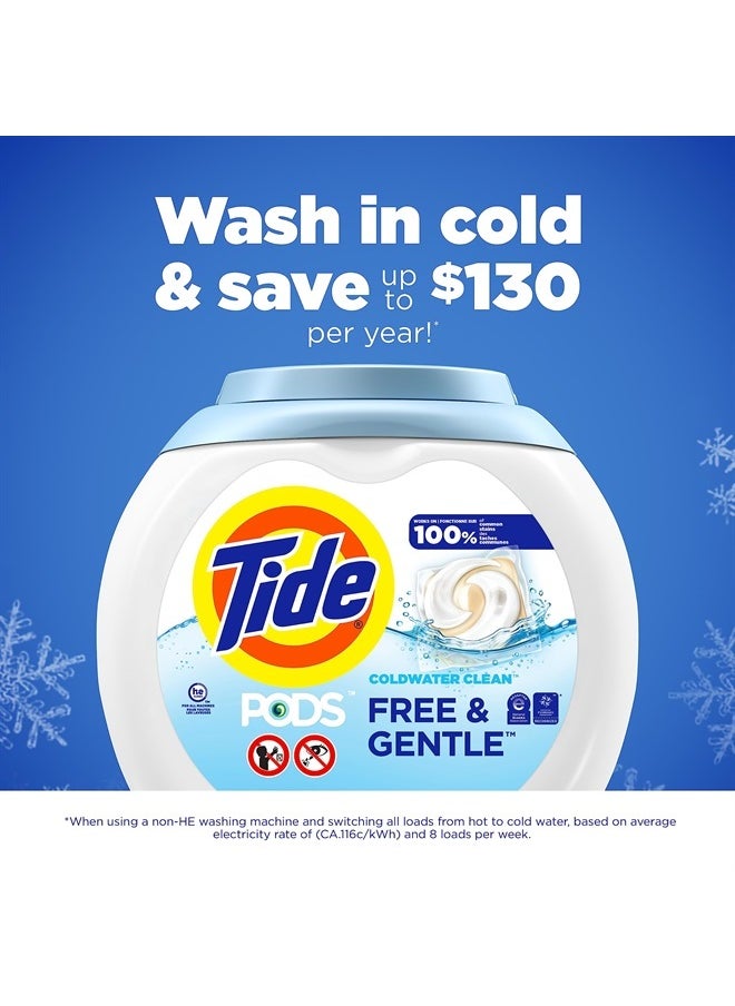Tide - PODS Free and Gentle Laundry Detergent Soap Pacs, 112 Count, Unscented Hypoallergenic Laundry Detergent for Sensitive Skin - Image 1