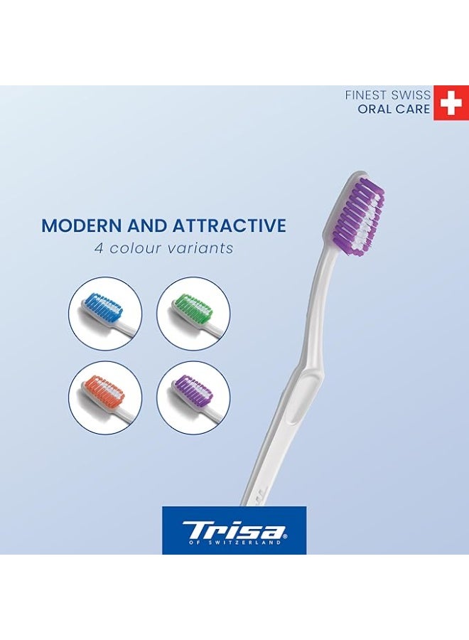 TRISA فرشاة أسنان متوسطة من تريزا سويس كلين مع غطاء سفر - Image 4