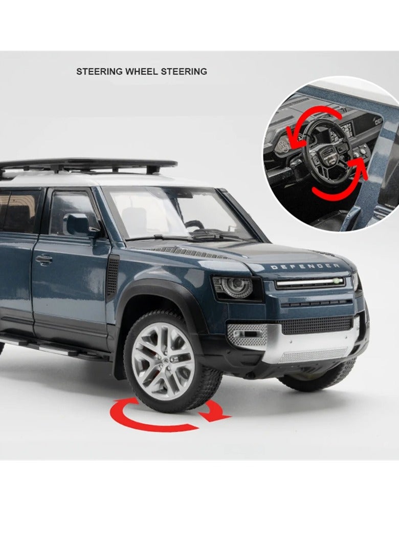 AROAQ Range Rover Defender Diecast Model, 1:18 Metal Alloy Car Model With Sound And Lights, Elegant Design Durable Model Vehicle Car, Simulation Kids Toy With Openable Doors For Kids Adults, (Blue) - Image 2