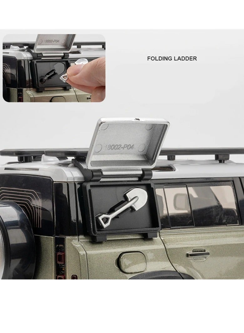 AROAQ Range Rover Defender Diecast Model, 1:18 Metal Alloy Car Model With Sound And Lights, Elegant Design Durable Model Vehicle Car, Simulation Kids Toy With Openable Doors For Kids Adults, (Blue) - Image 3