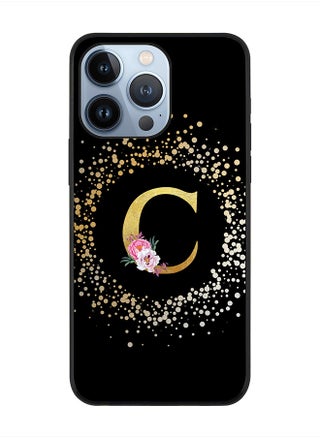 Rugged Black edge case for Apple iPhone 13 Pro, Slim fit Rubber Edges  -  Custom Monogram Initial Letter Floral Pattern Alphabet - C  (Black ) - pzsku/ZB2CC3C74336F87459ACEZ/45/_/1704954900/5c11c6cb-0f6b-404e-b981-96b93686f2d0