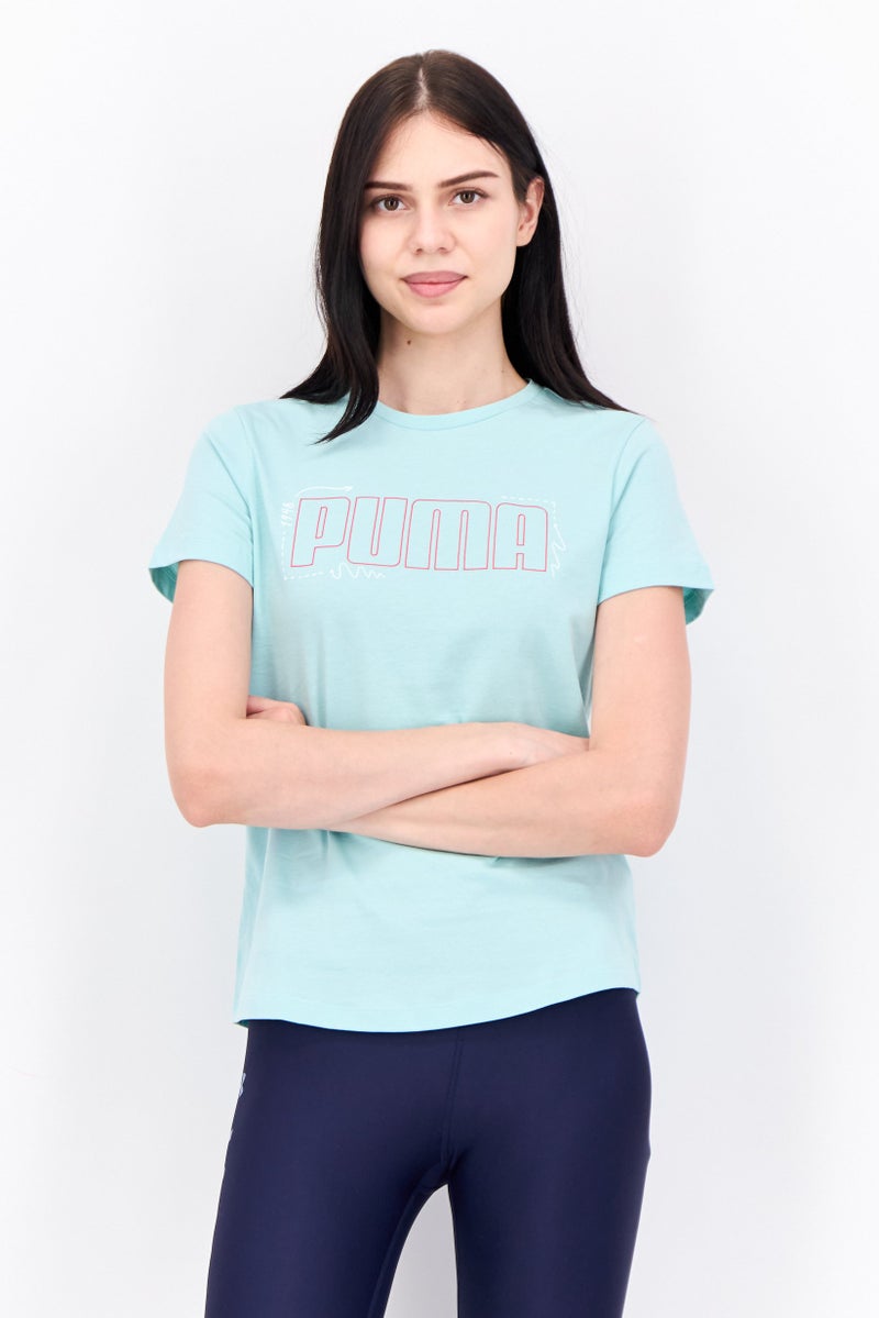 PUMA تي شيرت تدريب قصير الأكمام للنساء، تركواز - Image 1