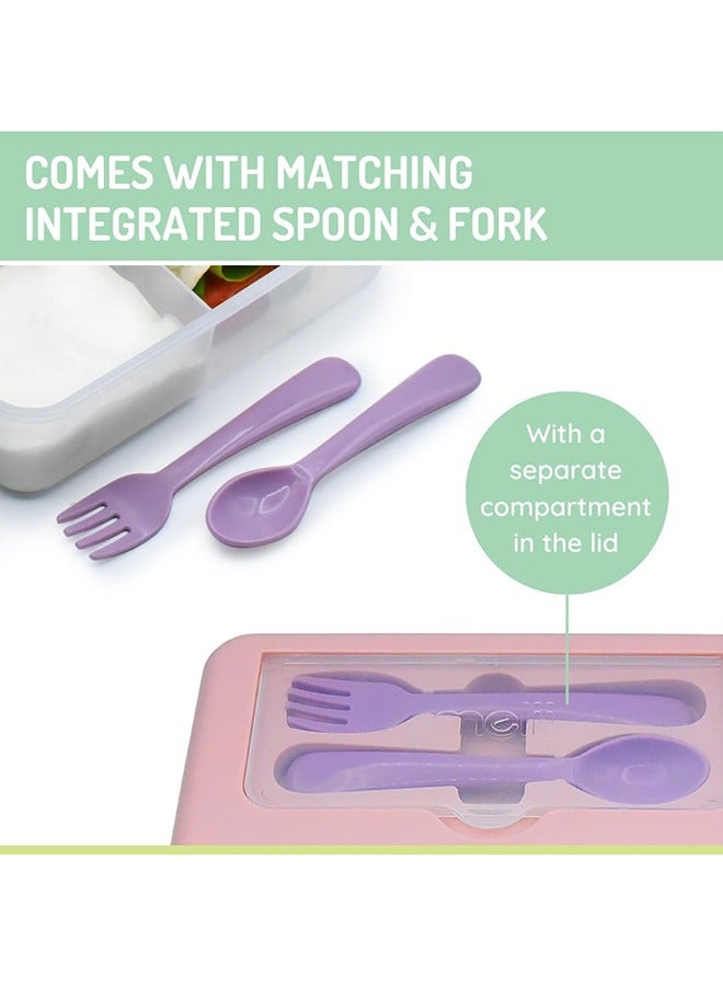 melii Two Tier Bento Lunch Box with Utensils, Leakproof BPA Free Bento for Kids and Adults, Airtight Lids, Dishwasher and Microwave Safe - Pink, Purple, Grey - Image 5