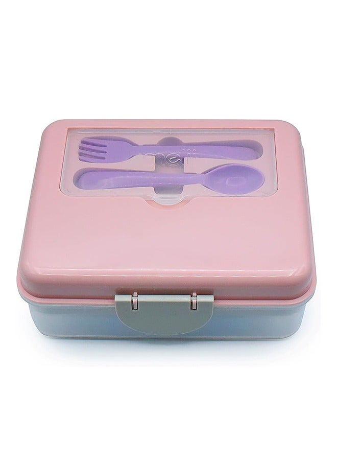 melii Two Tier Bento Lunch Box with Utensils, Leakproof BPA Free Bento for Kids and Adults, Airtight Lids, Dishwasher and Microwave Safe - Pink, Purple, Grey - Image 1