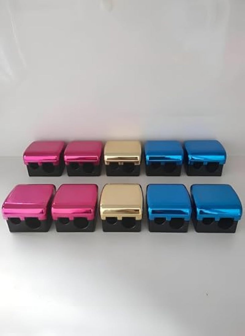2-Pack Makeup Sharpener - Ergonomic dual-ended sharpener for cosmetic eyebrow pencils, assorted colors ensure vibrant, long-lasting results. (10pcs) - Image 1