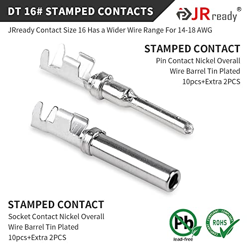JRready ST6327-2 Deutsch 2 Pin DT Connector Kit, Gray Waterproof DT Connector 2 Pin(5 Set), Size 16 Stamped Contacts, Seal Plugs for Car, Truck, Motorcycle, Off-Road Vehicles, Marine. - Image 5