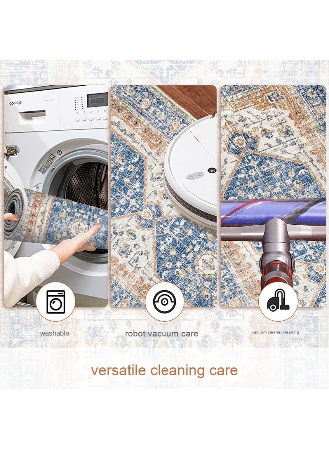 سجادة فاخرة ناعمة من الفرو الصناعي - تصميم فاخر مستوحى من العصور القديمة مع قاعدة غير قابلة للانزلاق مثالية للمطبخ وغرفة النوم وغرفة المعيشة والمكتب - قابلة للغسل في الآلة، مقاومة للبقع وسهلة التنظيف - Image 4