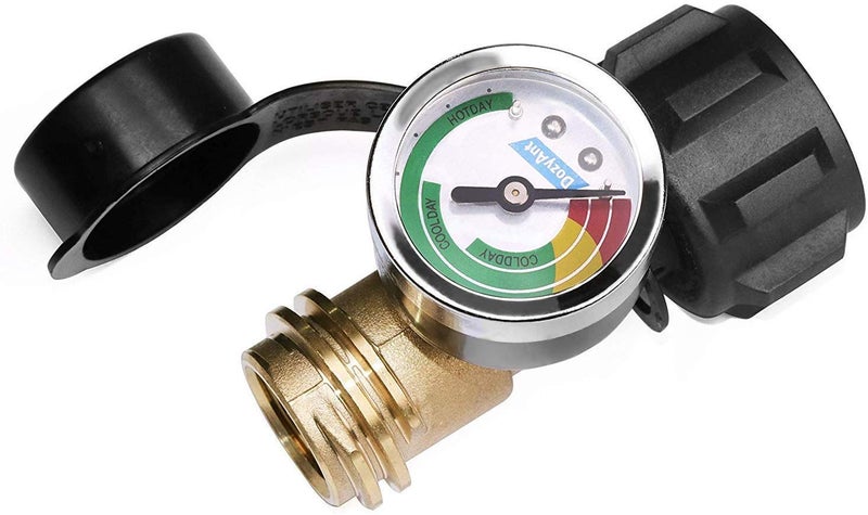 DOZYANT Propane Tank Gauge Level Indicator Leak Detector Gas Pressure Meter Color Coded Universal for Cylinder, BBQ Gas Grill, RV Camper, Heater and More Appliances - Type 1 Connection - Image 1