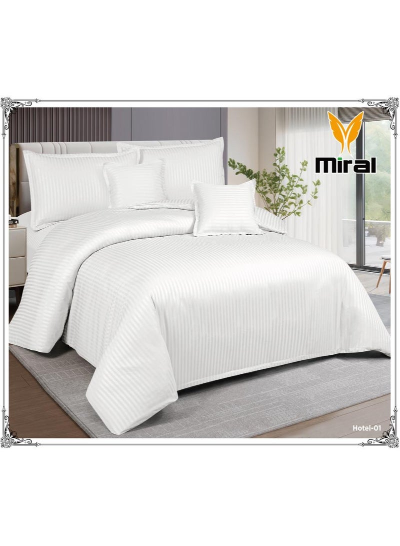 Miral Luxury Hotel Bedding Set – 6 Pieces | Double Size | Soft Duvet with Removable Filling, Fitted Round Sheet, 4 Elegant Pillowcases - Image 1