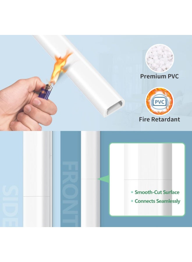 أغطية أسلاك لخطين، مخفي الأسلاك بطول 68 بوصة للتثبيت على الحائط، مجموعة أغطية أسلاك باللون الأبيض، غطاء كابل لإخفاء كابل التمديد، كابل إيثرنت، سلك السماعة، 4× طول 17 بوصة × عرض 0.7 بوصة × ارتفاع 0.4 بوصة - Image 3