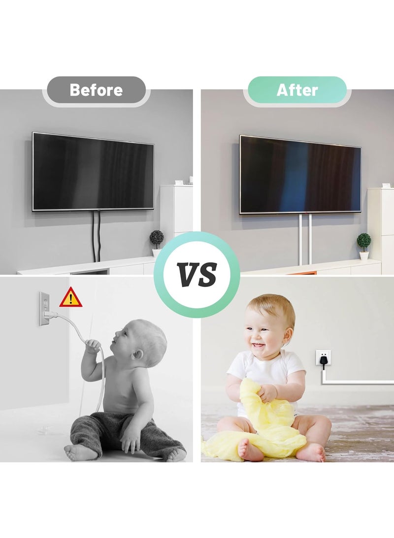 أغطية أسلاك لخطين، مخفي الأسلاك بطول 68 بوصة للتثبيت على الحائط، مجموعة أغطية أسلاك باللون الأبيض، غطاء كابل لإخفاء كابل التمديد، كابل إيثرنت، سلك السماعة، 4× طول 17 بوصة × عرض 0.7 بوصة × ارتفاع 0.4 بوصة - Image 2