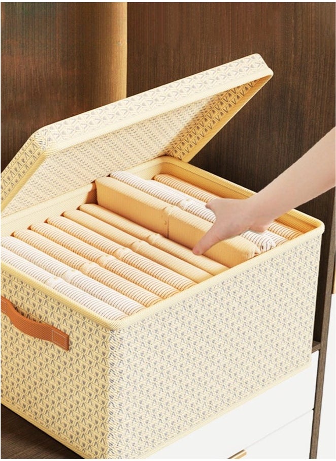 WINEENEE 2-Piece Foldable Closet Organizer Storage Bins Set with Removable Lids & Handles, Large Capacity Steel Frame Collapsible Linen Fabric Box for Bedding, Blankets, Toys (42x30x20cm) - Washable, Multi-Use for Bedroom, Closet, Office, Living Room  - Image 4