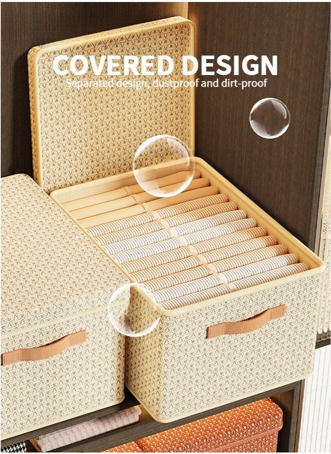 WINEENEE 2-Piece Foldable Closet Organizer Storage Bins Set with Removable Lids & Handles, Large Capacity Steel Frame Collapsible Linen Fabric Box for Bedding, Blankets, Toys (42x30x20cm) - Washable, Multi-Use for Bedroom, Closet, Office, Living Room  - Image 2