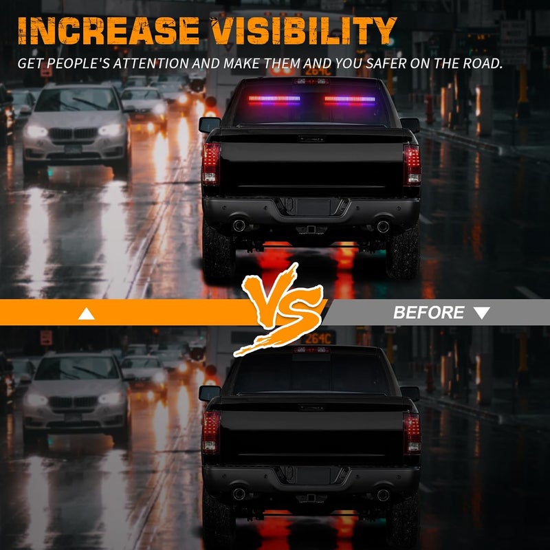 XRIDONSEN 2 in 1 Red Blue Traffic Advisor Police Light Bar - 144 LED Emergency Strobe Lights for Vehicles and Trucks - Image 2