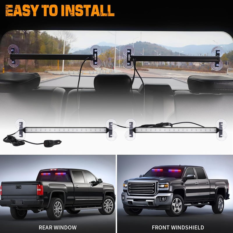 XRIDONSEN 2 in 1 Red Blue Traffic Advisor Police Light Bar - 144 LED Emergency Strobe Lights for Vehicles and Trucks - Image 5