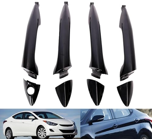BENERAY Primed Black Exterior Door Handle, for Hyundai Elantra (GLS/GL/L/Limited/Sport/SE/GS) Sedan Coupe, 2011-2015, 2.0/1.8L, Replace# 826513X000 826523X000, Front Rear & Left Right Outside Handle,4pcs - Image 1