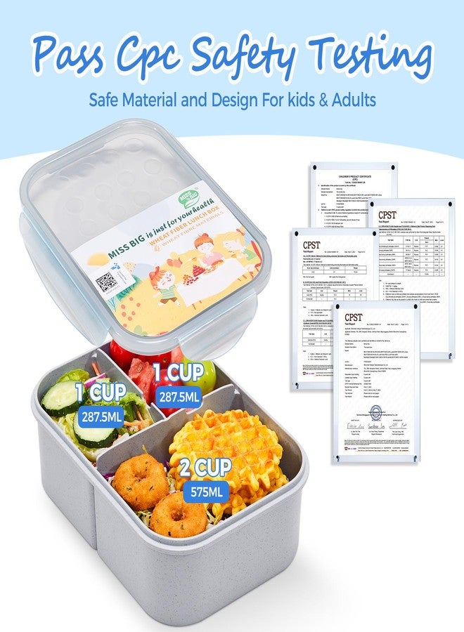 MISS BIG® Bento Box,Bento Box Adult,Lunch Box,Ideal Leak Proof Lunch Containers,No BPAs and No Chemical Dyes Bento Lunch Box,Dishwasher and Microwave Safe Lunch Containers for Adults(1900ml Gray) - Image 5