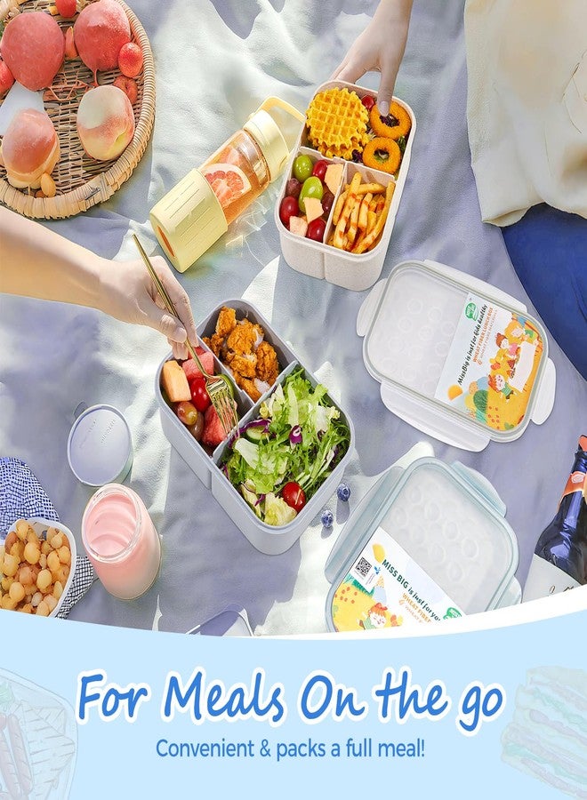 MISS BIG® Bento Box,Bento Box Adult,Lunch Box,Ideal Leak Proof Lunch Containers,No BPAs and No Chemical Dyes Bento Lunch Box,Dishwasher and Microwave Safe Lunch Containers for Adults(1900ml Gray) - Image 3
