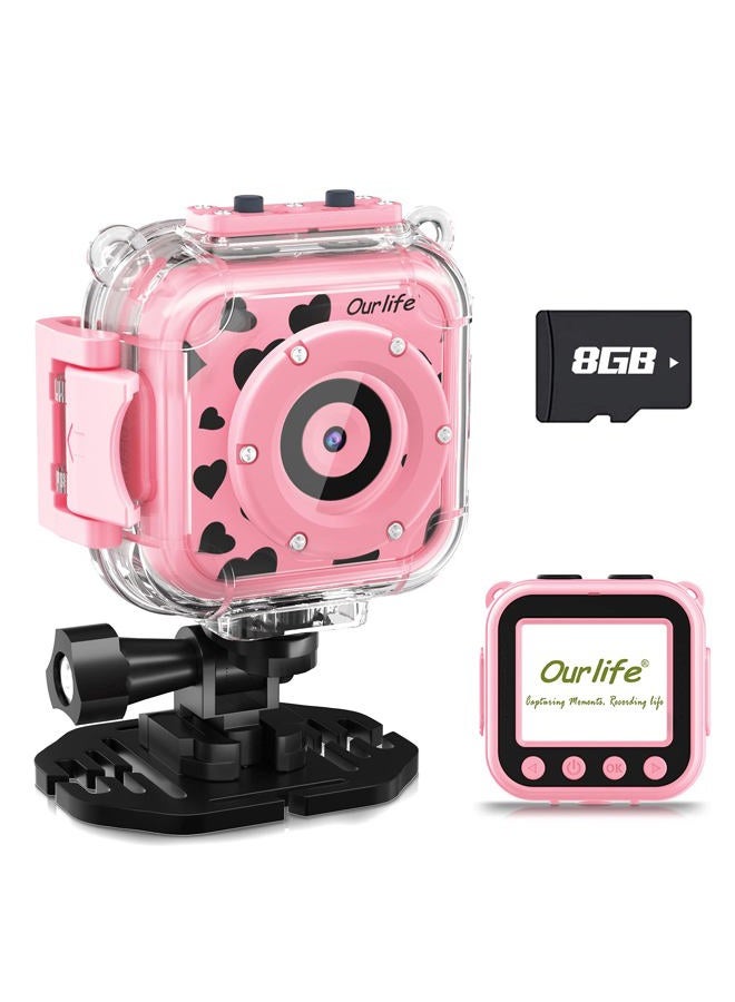Ourlife Kids Waterproof Camera, Kids Camera for 3-12 Year Old Boys Girls Christmas Birthday Gifts Camera for Kids Underwater Sports Camcorder Camera 1.77 Inch Screen with 8GB Card - Image 4
