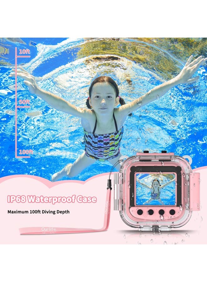 Ourlife Kids Waterproof Camera, Kids Camera for 3-12 Year Old Boys Girls Christmas Birthday Gifts Camera for Kids Underwater Sports Camcorder Camera 1.77 Inch Screen with 8GB Card - Image 2