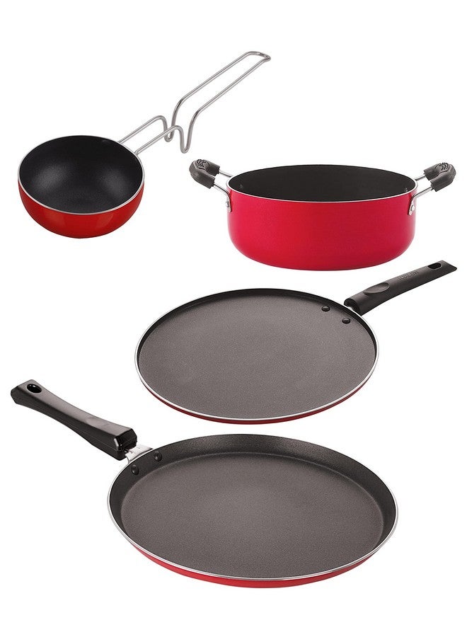 نيرلون مجموعة أدوات طهي أساسية من نيرلون غير لاصقة وخالية من مادة BPA من الألومنيوم، مكونة من 4 قطع (FT10_VG_ST11_CS24)