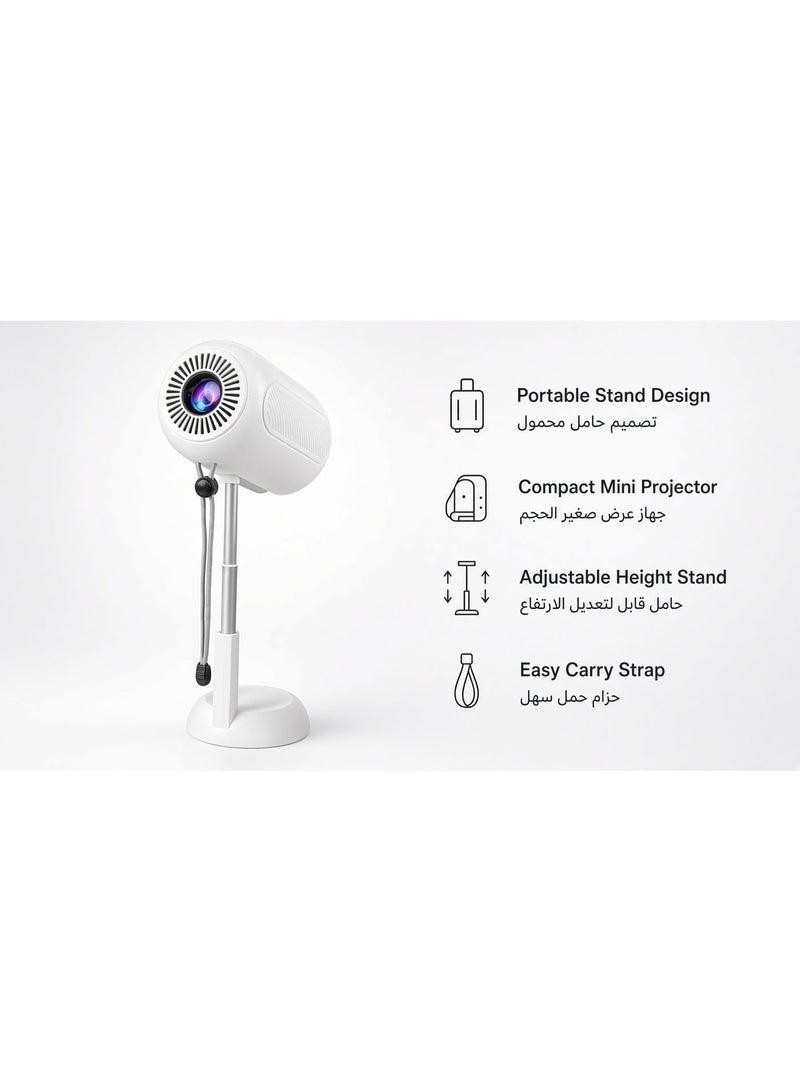 Smartbarry HT10 Portable 4K Smart Projector, Android 11, Electric Focus, 5G WiFi Connectivity, Telescopic Stand, Home Cinema Video Projector for Movies, Gaming, Streaming, Presentations & Indoor Entertainment, Large Screen Projection System for Home, Bedroom & Office - Image 4