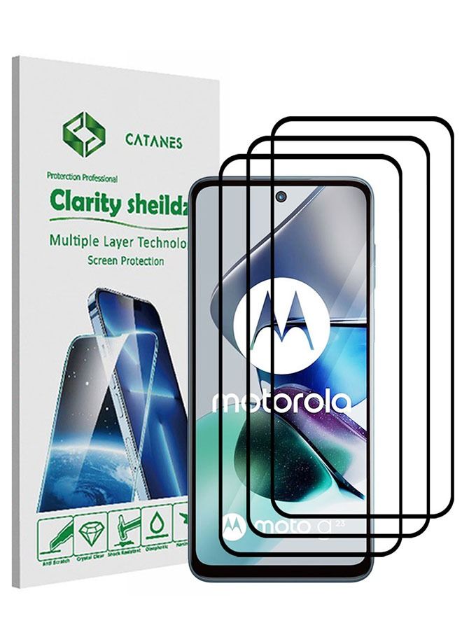 CATANES 3 Pack For Moto G23 Screen Protector Tempered Glass Full Glue Back - Image 1