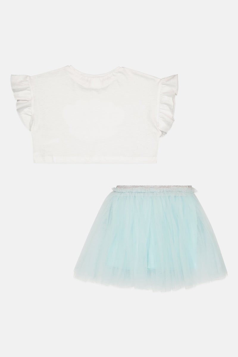 MISS Kids Girl 2 Pieces Embroidered Top And Tutu Skirt Set, Multicolor - Image 3