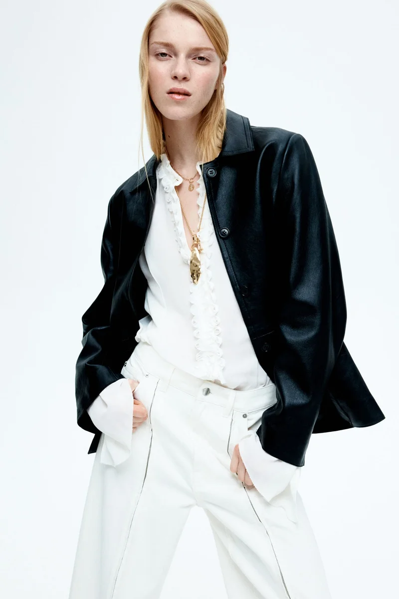 H&M Collared leather jacket