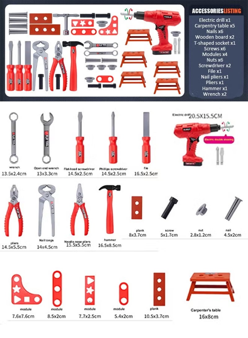 جمال مجموعة أدوات الأطفال - 41 قطعة ألعاب أداة لعب متينة للأطفال الصغار ، ألعاب حفر كهربائية للأطفال ، مجموعة أدوات بناء مجموعة ملحقات مجموعة اللعب هدية للبنات الأولاد الأعمار 3 4 5 6 7 8 سنوات - Image 2