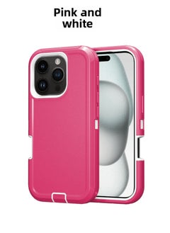 For Iphone 16promax Three-proof Mobile Phone Case Iph16plus Anti-drop Mobile Phone Case Hot Sale-Color:Pink White-Applicable Model:For Iphone16Pro Single Chassis