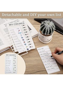 erorex 2 Pieces Chore Chart For Kids 4.7X7.9 Inch Detachable Message Board Portable Chore Chart Memo Plastic Board With 10 Replacement Cardstocks To Do List For Home Routine Planning  - Image 4