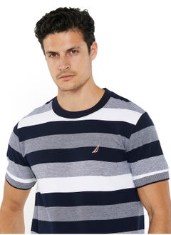 NAUTICA Contrast Striped Regular Fit Premium Cotton Crew Neck T-shirt  - Image 5