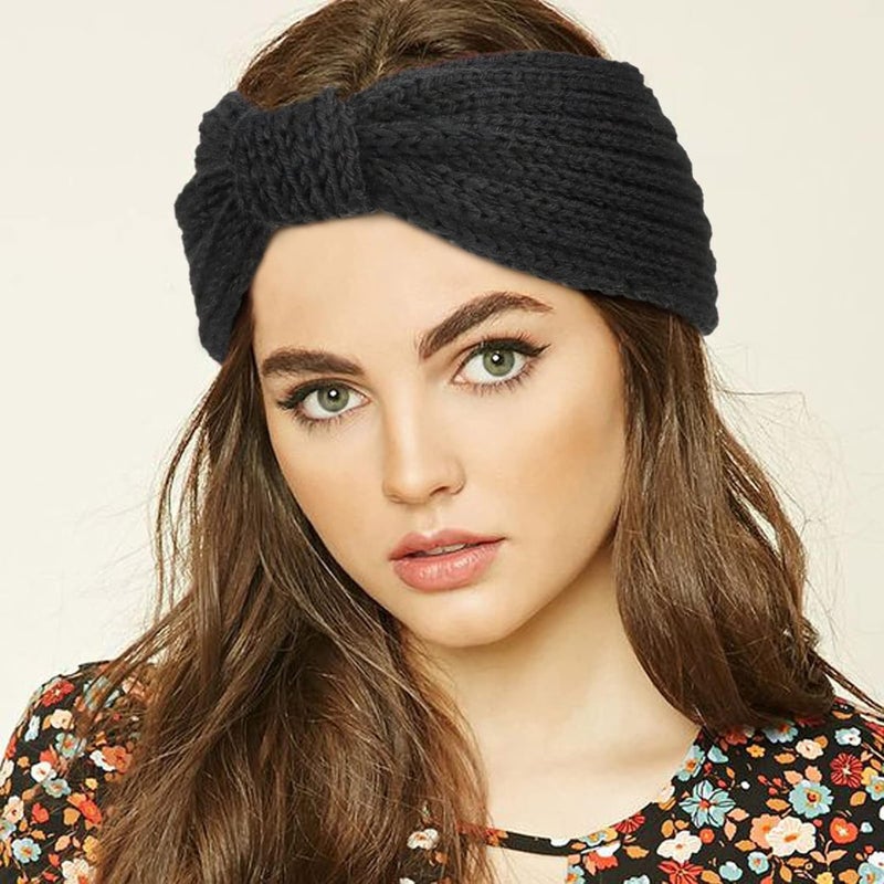 DRESHOW Knit Crochet Headband for Women Ear Warmer Soft Turban Stretch Warmer Headbands Winter Fashion Head Wrap - Image 3