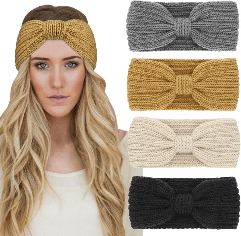 DRESHOW Knit Crochet Headband for Women Ear Warmer Soft Turban Stretch Warmer Headbands Winter Fashion Head Wrap - Image 1