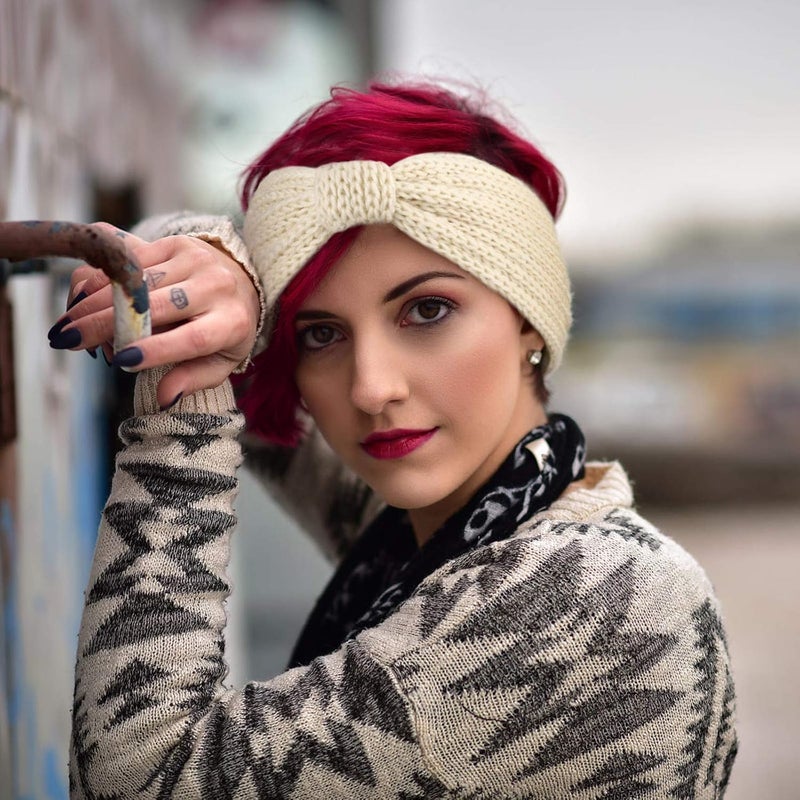 DRESHOW Knit Crochet Headband for Women Ear Warmer Soft Turban Stretch Warmer Headbands Winter Fashion Head Wrap - Image 4
