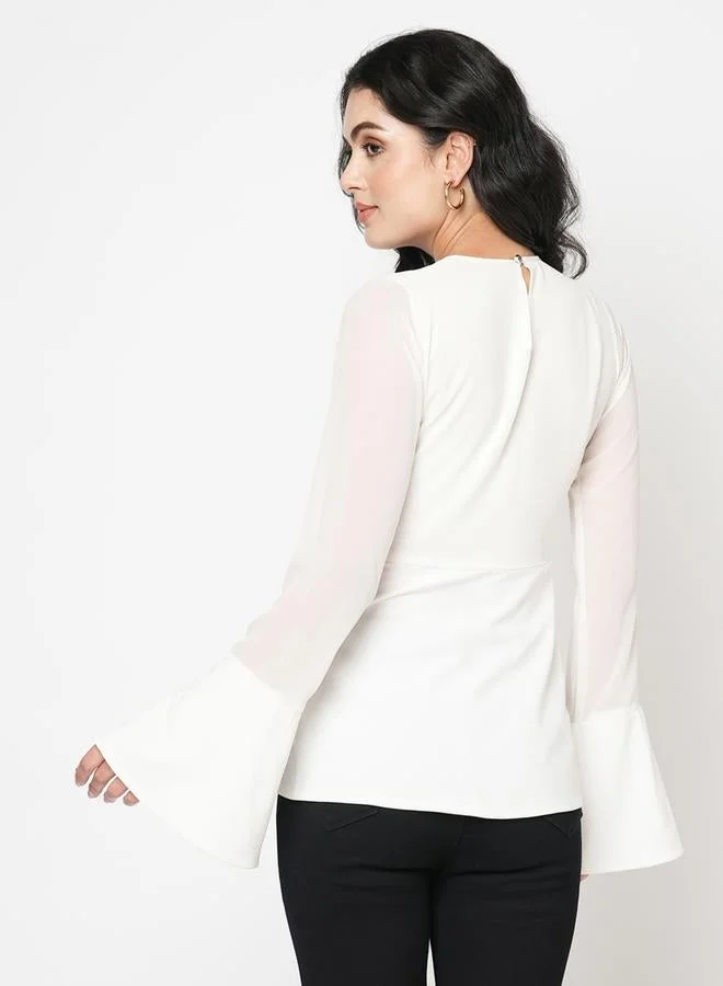Mish Embellished Waistband Top with Bell Sleeves by Styli