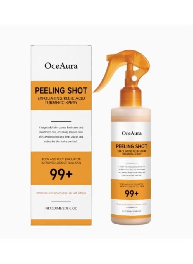 OceAura Body Keratin Care Kojic Acid Turmeric Spray Gently Exfoliating Peeling Solution Skincare with Retinol, Glutathione, Niacinamide, Vitamin B, C, E for All Skin Types 100ml - Image 5