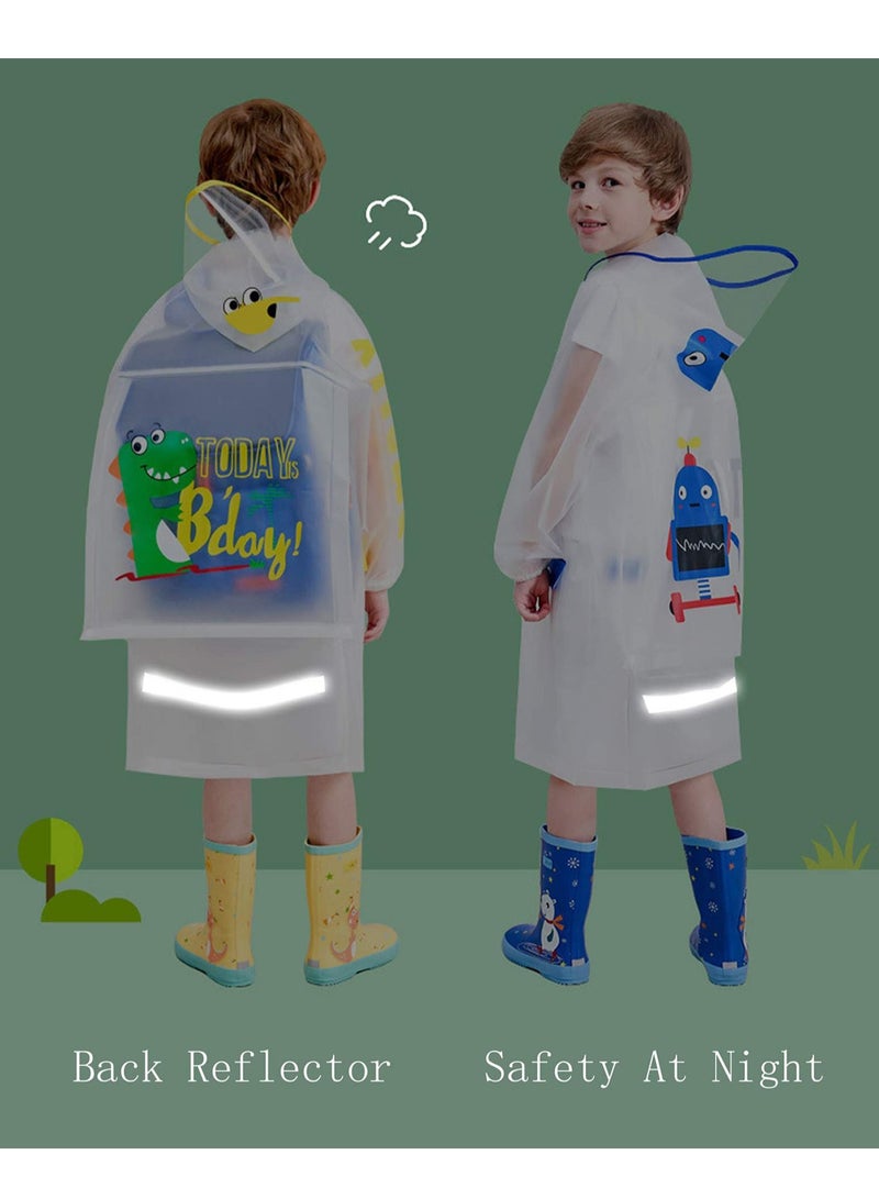 SYOSI Hooded Rain Poncho Girls Boys Raincoat  Durable Waterproof Windbreaker Kids Student Rainwear Transparent Cartoon Children Schoolbag Jacket Coat  - Image 4
