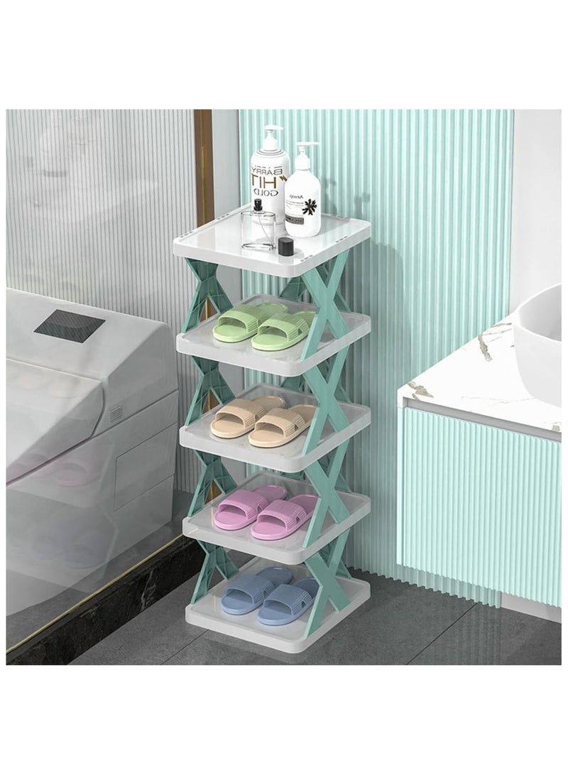 Generic Shoe Rack, Entrance Hallway Storage Furniture Shoe Rack, Shoe Rack, Shoe Shelf, Shoe Storage Organizer, Shoes Storage, Bedroom, perfect for organizing shoes. (Blue-5 layers)  - Image 1