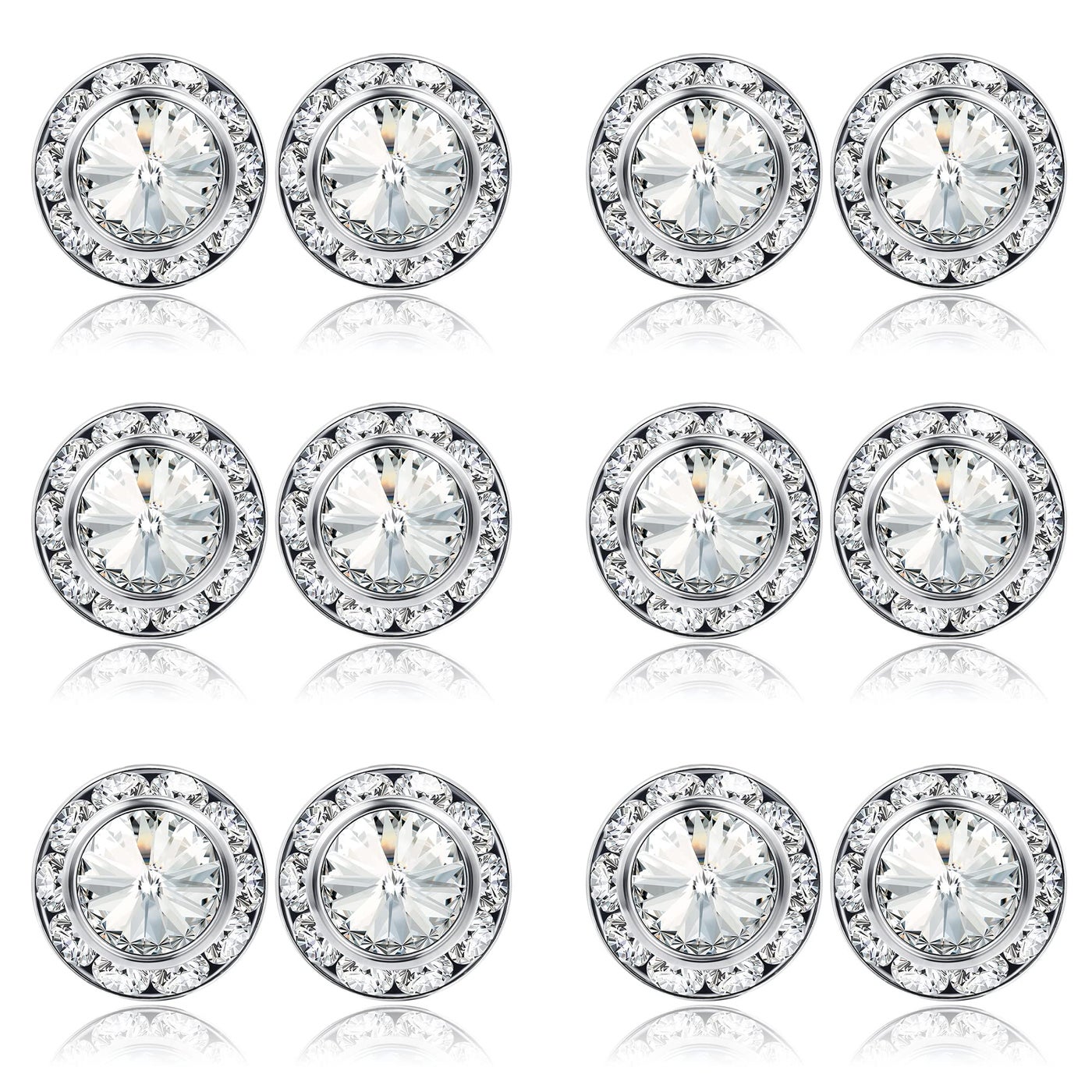 BESTEEL Rhinestone Earrings Round Shaped Acrylic Stone Inside Crystal Halo Stud Earrings for Dance Competitions Stage Opera Performance Wedding Party Earrings Jewelry 15mm(White)